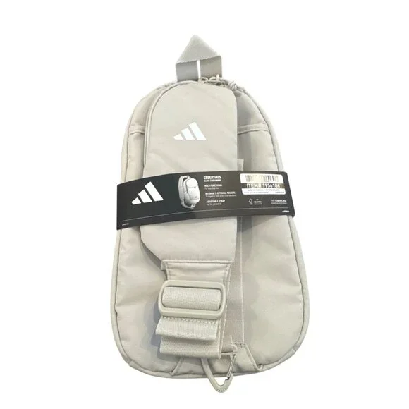 Adidas Essentials Sling Crossbody Adjustable Strap Sand Beige Multi-Pocket Desig - Picture 6 of 8